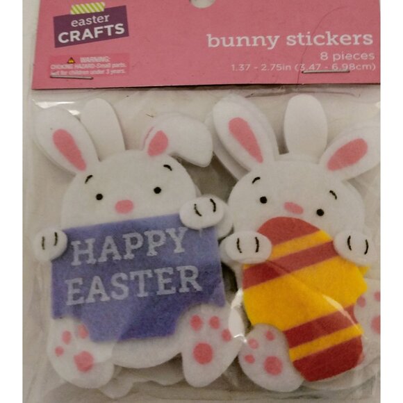 Easter Crafts Bunny Stickers 8 Rabbits Eggs Happy Easter - Picture 1 of 3